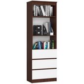 Regał do salonu, 3 szuflady, półki, ARLO, 60x35x180, wenge | TYLETEGOTU