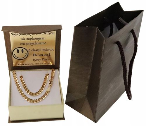 ZŁOTY PEŁNY ŁAŃCUSZEK DAMSKI BISMARK PR. 925 585 14K + GRAWER GRATIS na Arena.pl