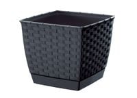 Doniczka RATOLLA kwadrat DRLK220 z podstawką | Antracyt, Kształt Kwadratowy, Wymiary 21x21x19 cm, Kolor Antracyt, Prosperplast