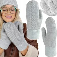 RĘKAWICZKI damskie GRUBE CIEPŁE JEDNOPALCZASTE zimowe OCIEPLANE MIŚ