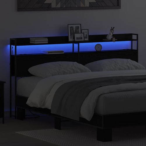 Zagłówek z półką Czarny dąb 180 cm Materiał drewnopochodny na Arena.pl