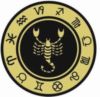 Skorpion - znak zodiaku - magnes. Śr. 6cm; metal emaliowany