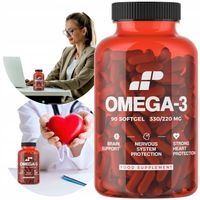 OMEGA 3 + Wit E 1000mg EPA DHA 90 kapsułek SERCE tarczyca olej Muscle Power