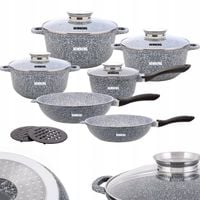 KOMPLET GARNKÓW MARMUROWYCH PATELNIA GARNKI MARMURKOWE ZESTAW INDUKCJA/GAZ