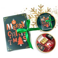 pudełko prezentowe ozdobne zielone, merry christmas z kokardą 13x9x4,5 cm