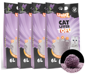 Żwirek tofu lawenda ekologiczny zbrylajacy 4x2,5kg UniqPets