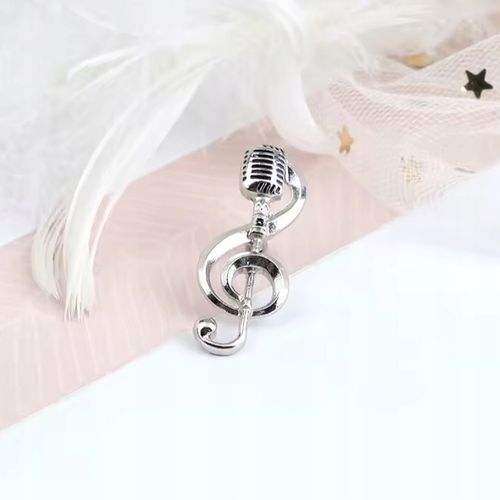 Broszka Pin Nuta Przypinka Mikrofon z Kluczem Wioliniowym Artysta Music na Arena.pl