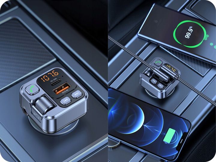 TRANSMITER BLUETOOTH SAMOCHODOWY AUDIO FM MP3 BT SZYBKA ŁADOWARKA USB zdjęcie 4