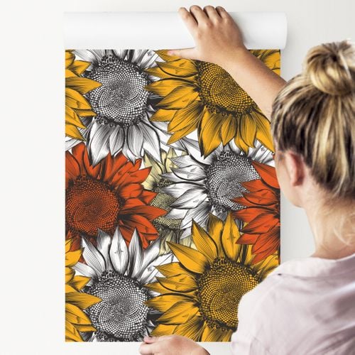 Tapeta na korytarz kolorowe słoneczniki kwiaty na Arena.pl