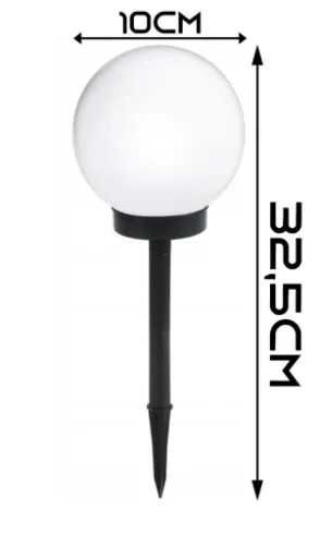 Lampa solarna ogrodowa kula biała wbijana 10cm na Arena.pl