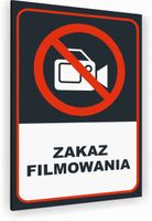 Tabliczka znak informacyjny 20x15 Antracyt ZAKAZ FILMOWANIA Aluminiowa
