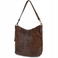 Torebka skórzana zamszowa CROCO skóra naturalna listonoszka na ramię