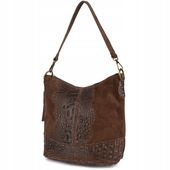 Torebka skórzana zamszowa CROCO skóra naturalna listonoszka na ramię