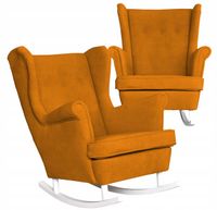 Fotel uszak bujany skandynawski welur Hunter  musztardowy