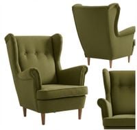 Fotel uszak skandynawski oliwkowy jasno zielony khaki Ari Family Meble