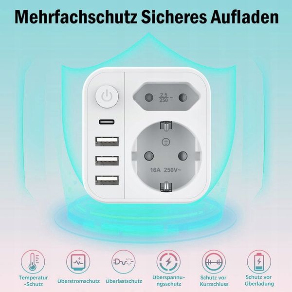 ŁADOWARKA TYP G Adapter podróżny 3USB+1USB-C, UK WTYCZKA zdjęcie 10