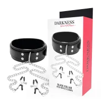 darkness collar z regulowanymi zaciskami na klipsy, czarny, uniwersalny