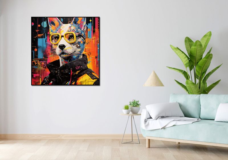 Plakat 100x100cm Kot w Miejskim Stylu zdjęcie 4