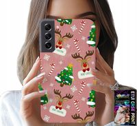 ETUI DO SAMSUNG GALAXY S21 - ŚWIĄTECZNE RENIFERY CHOINKI LASKA WZORY