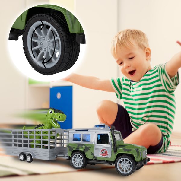Auto z Napędem JEEP z Przyczepką i Dinozaurem zdjęcie 10