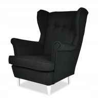 Fotel uszak ARI skandynawski  - elegancki czarny mebel