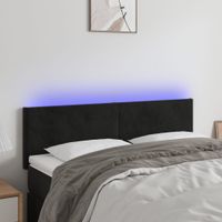 Zagłówek do łóżka z LED, czarny, 144x5x78/88 cm, aksamit
