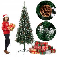 CHOINKA SZTUCZNA JODŁA DUŻA GĘSTA ZIELONA Z SZYSZKAMI DRZEWKO STOJAK 220cm