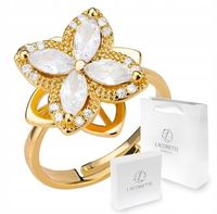 Obrotowy Pierścionek Złoty 18k Kwiat Lotosu