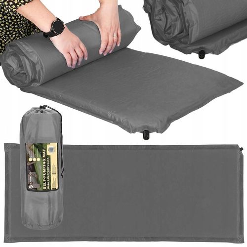 MATA SAMOPOMPUJĄCA KARIMATA 180x50cm MĘKKA SZARA GRUBA Z POKROWCEM MATERAC na Arena.pl