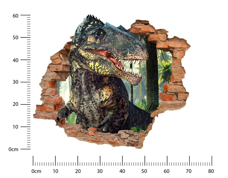 Naklejka Na Ścianę Dla Dzieci DINOZAUR Dżungla Mur 3D 80cm x 60cm zdjęcie 2