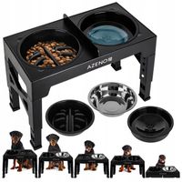 Miska dla Psa NA STOJAKU MISKA PODWÓJNA REGULOWANA DUŻA Spowalniająca 3w1