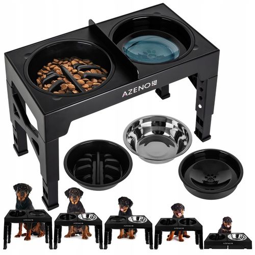 Miska dla Psa NA STOJAKU MISKA PODWÓJNA REGULOWANA DUŻA Spowalniająca 3w1 na Arena.pl