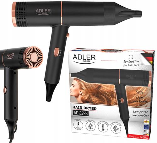 Suszarka Do Włosów Czarna - Lekka i Poręczna 1400W ADLER AD 2278 na Arena.pl