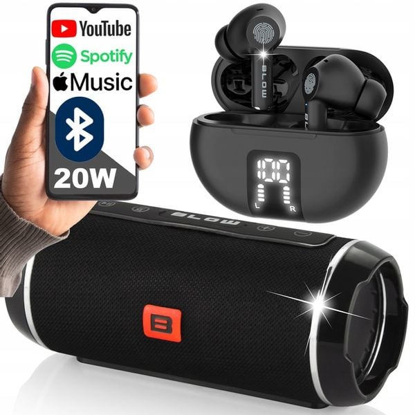 MOCNY GŁOŚNIK BEZPRZEWODOWY PRZENOŚNY SŁUCHAWKI BLUETOOTH DOUSZNE USB FM SD zdjęcie 1