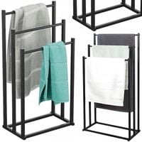 Stojak na Ręczniki Łazienkowe Uchwyt Wieszak Metalowy Loft Czarny 3 Poziomy