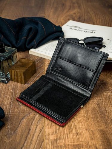 pionowy, dwukolorowy portfel męski ze skóry naturalnej - rovicky na Arena.pl