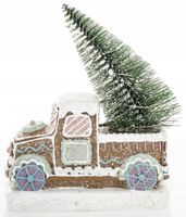 świąteczna figurka LED autko z choinką na pace światełka LED|14,5cm PREZENT