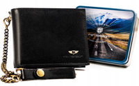 czarny, skórzany portfel męski z łańcuchem - peterson