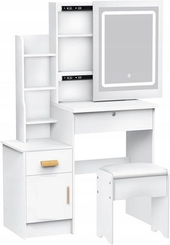 TOALETKA DO MAKIJAŻU LED Z LUSTREM NA PREZENT KOBIETY KOSMETYCZKA + na Arena.pl