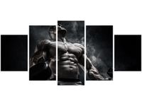 70CM 150CM OBRAZ 5 ELEM MĘŻCZYZNA SIŁOWNI STALOWYM KOLORZE ŚCIENNY