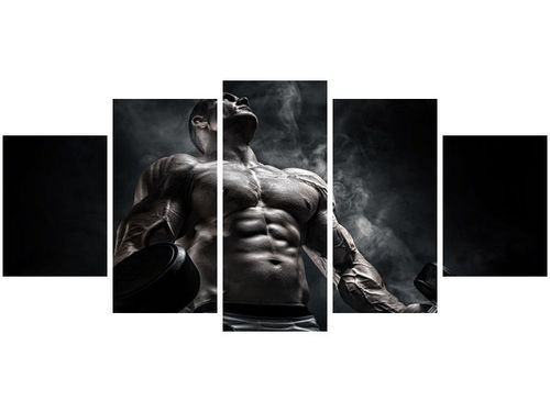 70CM 150CM OBRAZ 5 ELEM MĘŻCZYZNA SIŁOWNI STALOWYM KOLORZE ŚCIENNY na Arena.pl
