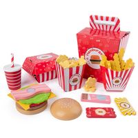 DREWNIANY HAMBURGER FASTFOOD HAPPYMEAL DUŻY ZESTAW zabawa w gotowanie