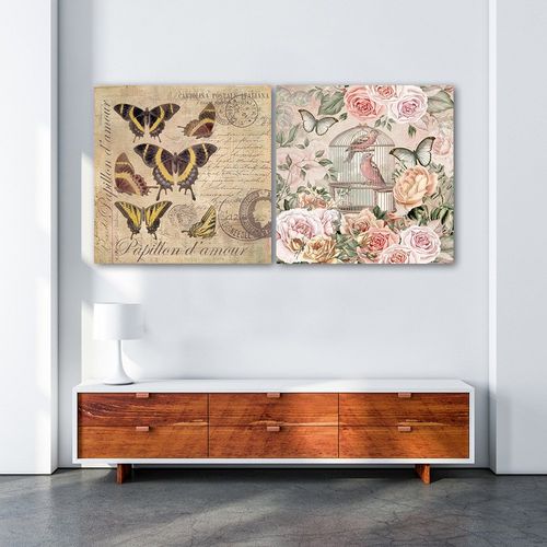 Obraz na płótnie – Canvas, Motyle grafika retro 40x40 na Arena.pl