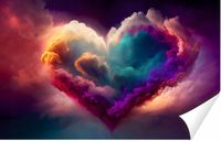 Fototapeta PREMIUM STRUKTURA ZMYWALANA kolorowe serce w chmurach abstrakcja