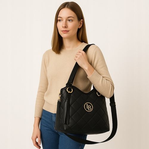 LAURA BIAGGI Klasyczna Torebka Damska Shopper Na Ramię Skórzana Pikowana na Arena.pl