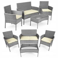 Komplet mebli ogrodowych z technorattanu ławka stolik krzesła szary MG