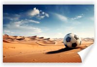 Fototapeta PREMIUM STRUKTURA ZMYWALANA NA WYMIAR Piłka nożna na pustyni