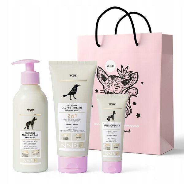 YOPE Zestaw kosmetyków CREAMY MIX| żel |mydło| krem do rąk| torebka GRATIS zdjęcie 1