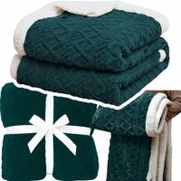 MIĘKKI KOC NARZUTA PLED NA ŁÓŹKO BARANEK SHERPA CIEPŁY 160X220 GRUBY DWUSTR