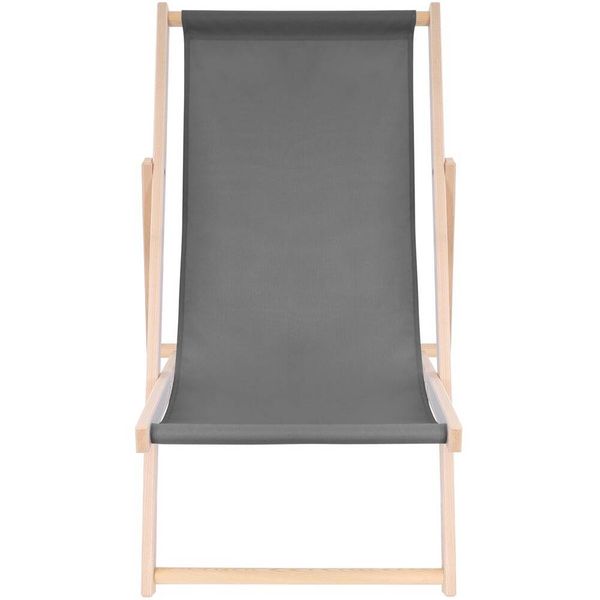 LEŻAK SKŁADANY DREWNIANY SZARY ROYOKAMP zdjęcie 5